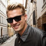 VentiVenti Men's Polarized Square Sunglasses, Black