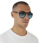 Persol PO0649 Aviator Sunglasses in Havana/Light Blue