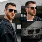 Bold Geometric Flat Top Polarized Sunglasses for Men