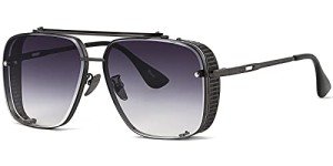 Men’s Vintage Oversized Square Aviator Sunglasses