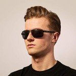 Fossil Men's Matte Black Rectangular Sunglasses