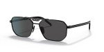 Prada Black Metal Rectangle Sunglasses with Grey Lens