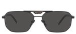 Prada Black Metal Rectangle Sunglasses with Grey Lens