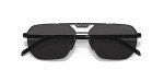 Prada Black Metal Rectangle Sunglasses with Grey Lens