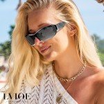 Trendy Rhinestone Wraparound Polarized Sunglasses for Women