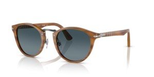 Persol PO3108S Round Polarized Sunglasses, Brown/Blue