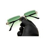 Trendy Green Tint Rimless Square Sunglasses