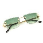 Trendy Green Tint Rimless Square Sunglasses