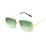 Trendy Green Tint Rimless Square Sunglasses