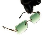 Trendy Green Tint Rimless Square Sunglasses