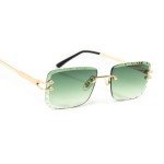 Trendy Green Tint Rimless Square Sunglasses