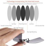 GLEXAL Polarized Black Square Clip-On Sunglasses