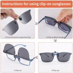 GLEXAL Polarized Black Square Clip-On Sunglasses