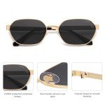 Trendy Polarized Hexagon Sunglasses - Gold/Grey