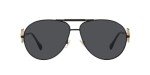 Versace Matte Black Sunglasses with Dark Grey Lenses