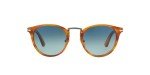 Persol PO3108S Round Polarized Sunglasses, Brown/Blue