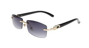 Sleek Slim Dean Rimless Designer Sunglasses (Black)
