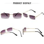 JUDOO Rimless Rectangle Designer Sunglasses for All
