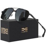 Men's LUENX Polarized Aviator Sunglasses - Black