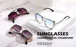FEISEDY Vintage Aviator Metal Sunglasses B2894
