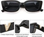 Trendy Black Rectangle Sunglasses with Gold Accent