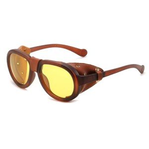 Retro Steampunk Polarized Sunglasses with Yellow Lens