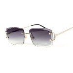 Rimless Purple Gradient Retro 90's Square Sunglasses