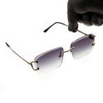 Rimless Purple Gradient Retro 90's Square Sunglasses