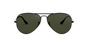 Ray-Ban Classic Aviator Sunglasses, Black/G-15 Green