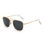 JIM HALO Retro Square Aviator Sunglasses - Gold/Grey