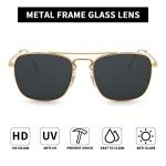 JIM HALO Retro Square Aviator Sunglasses - Gold/Grey