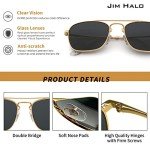JIM HALO Retro Square Aviator Sunglasses - Gold/Grey