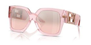 Versace Women's Transparent Pink Sunglasses with Mirror Lenses