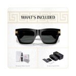 Versace Men's Black Rectangular Sunglasses + Eyewear Kit