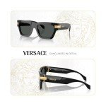 Versace Men's Black Rectangular Sunglasses + Eyewear Kit