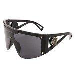 FEISEDY Oversized Unisex Wrap Sunglasses - Black/Grey