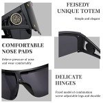 FEISEDY Oversized Unisex Wrap Sunglasses - Black/Grey