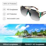 FEISEDY Square Flat Top Shield Sunglasses