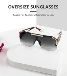 FEISEDY Square Flat Top Shield Sunglasses