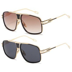AEVOGUE Men's Big Frame Metal Square Sunglasses