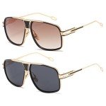 AEVOGUE Men's Big Frame Metal Square Sunglasses