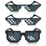 3 Pack Thug Life Pixel Mosaic Sunglasses