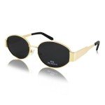 JiSoo Gold Vintage Oval Polarized Sunglasses for Women