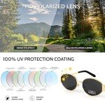 JiSoo Gold Vintage Oval Polarized Sunglasses for Women