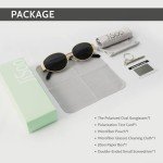 JiSoo Gold Vintage Oval Polarized Sunglasses for Women