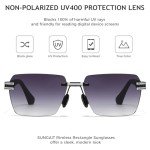 SUNGAIT Rimless Rectangle Sunglasses - Silver/Grey Gradient