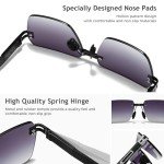 SUNGAIT Rimless Rectangle Sunglasses - Silver/Grey Gradient