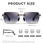 SUNGAIT Rimless Rectangle Sunglasses - Silver/Grey Gradient