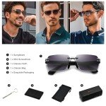 SUNGAIT Rimless Rectangle Sunglasses - Silver/Grey Gradient