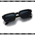 Trendy 90s Retro Rectangle Sunglasses - Black/Grey